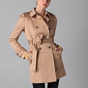 Juicy Couture Solid Sateen Beige Trench Coat